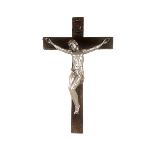 Pewter Style Wall Crucifix - 16&quot;