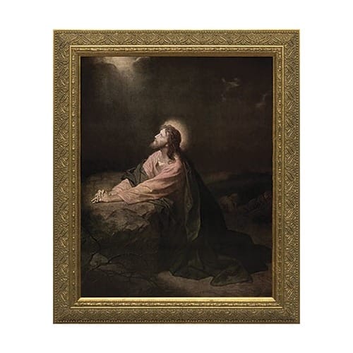 Christ in the Garden of Gethsemane in Gold Frame