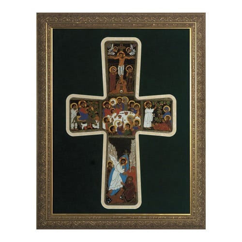 Pentecost Cross (Matted) w/ Gold Frame (12x16)