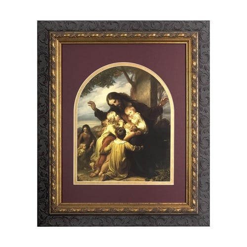 Jesus with the Children (Matted w/ Ornate Dark Frame)