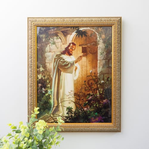 Christ at Heart's Door in Antique Gold Frame