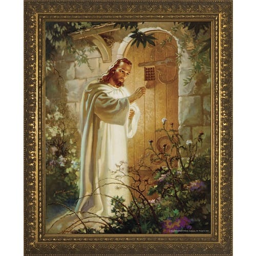 Christ at Heart's Door in Antique Gold Frame