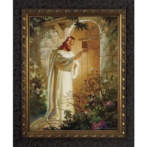 Christ at Heart's Door in Dark Ornate Frame