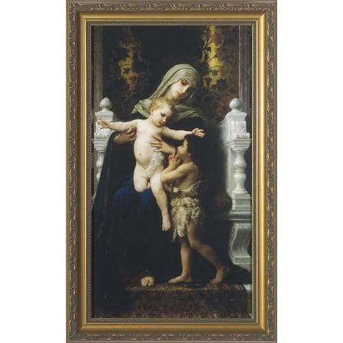 Virgin with Jesus and John the Baptist w/ Gold Frame