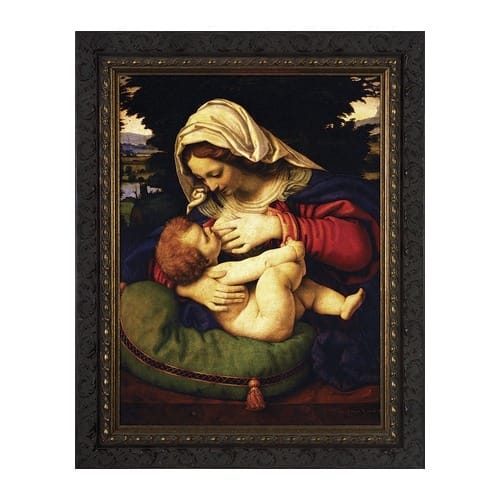 Madonna of the Green Cushion w/ Dark Ornate Frame