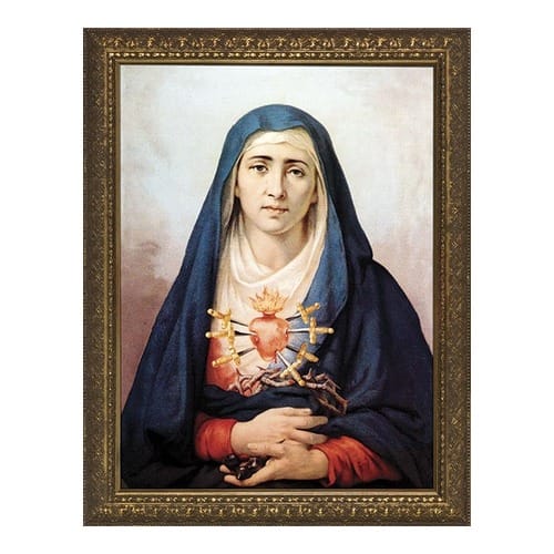 Seven Sorrows of Mary w/ Gold Frame