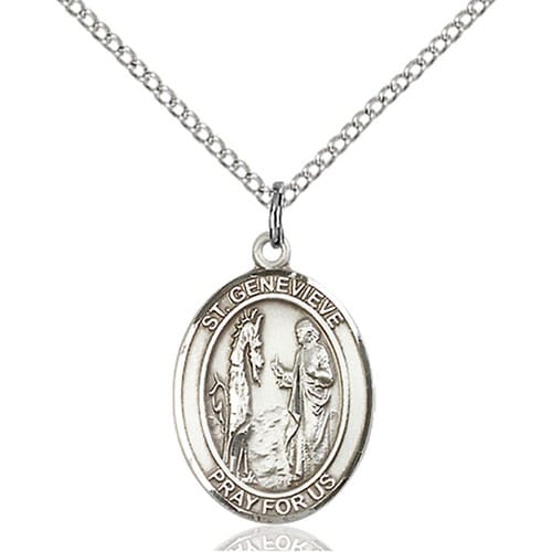 Sterling Silver St. Genevieve Pendant w/ Chain