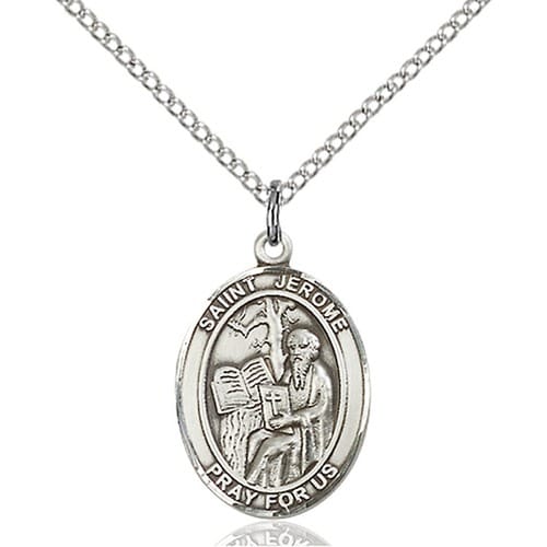 Sterling Silver St. Jerome Pendant w/ Chain