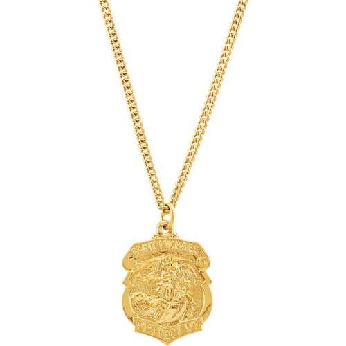 24kt Gold Plated 28.6x20.87mm St. Michael Medal 24