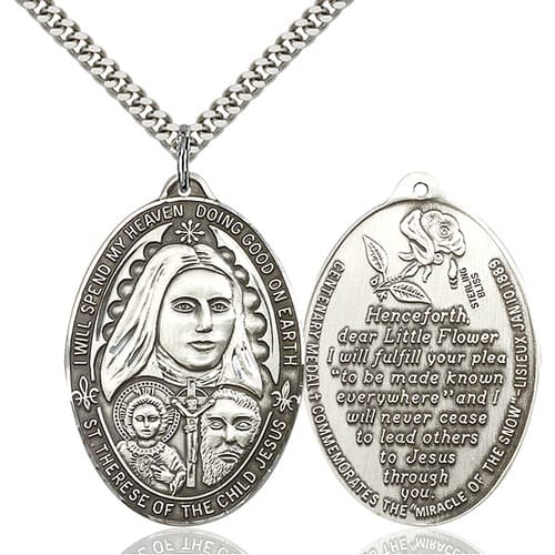 Sterling Silver St. Therese Pendant