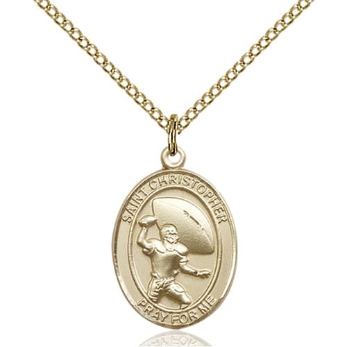 14kt Gold Filled St. Christpher / Football Pendant