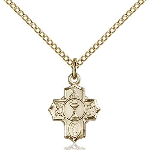 14kt Gold Filled First Communion 5-Way Petite Pendant