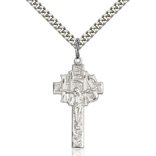 Sterling Silver Crucifix-IHS Pendant