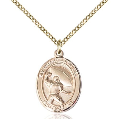 14kt Gold Filled Guardian Angel / Football Pendant