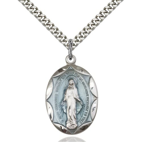 Sterling Silver Miraculous Blue Epoxy Pendant