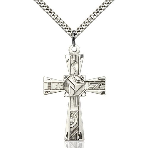 Sterling Silver Mosaic Cross Pendant