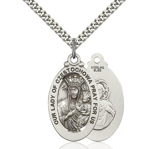 Sterling Silver Our Lady of Czestochowa Pendant