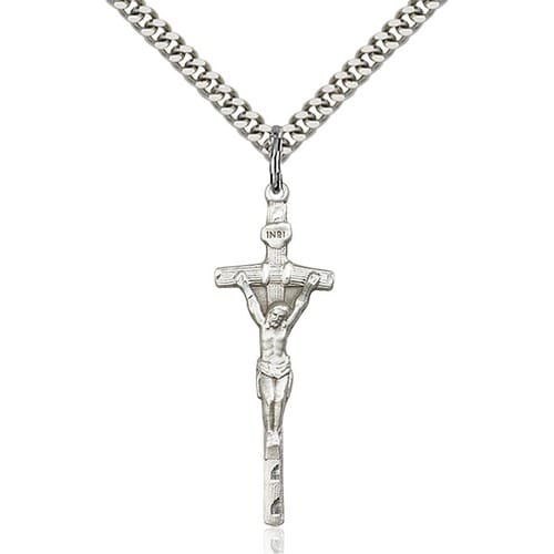 Sterling Silver Papal Crucifix Pendant