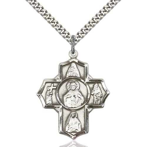 Sterling Silver Scapular 4-Way Pendant