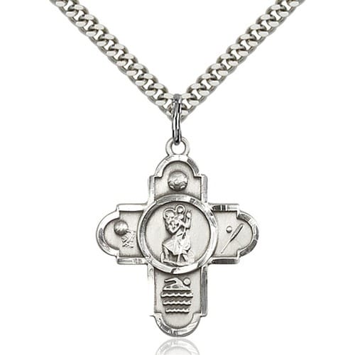 Sterling Silver 5-Way St Christopher/Sports Pendant