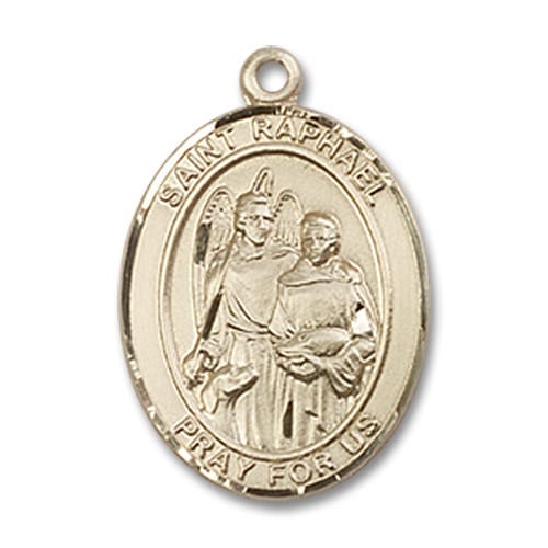 14kt Gold St. Raphael the Archangel Medal