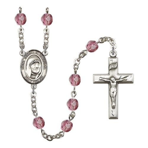 Blessed Teresa Of Calcutta Purple February Rosary 6mm