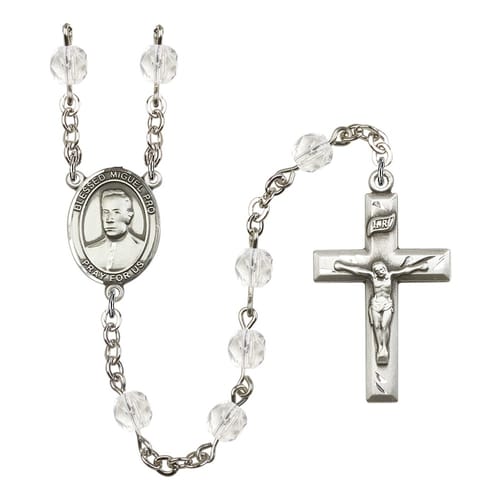 Blessed Miguel Pro Crystal April Rosary 6mm