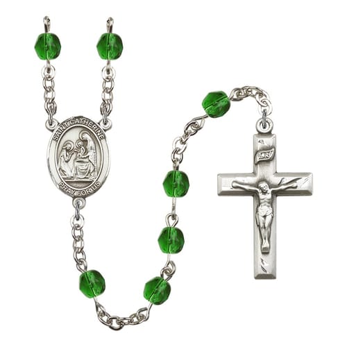 St. Catherine Of Siena Green May Rosary 6mm
