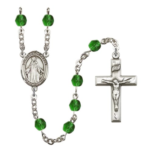 Our Lady Of Peace Green May Rosary 6mm