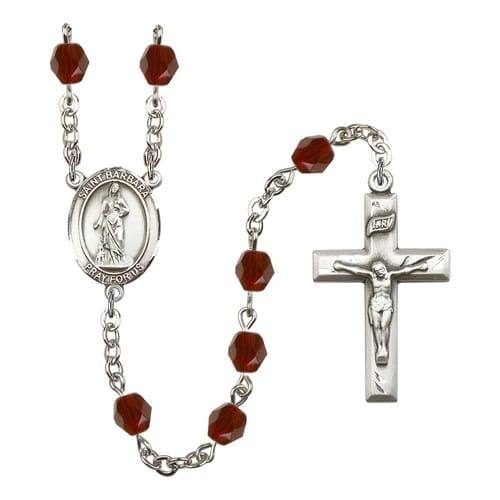 St. Barbara Red January Rosary 6mm