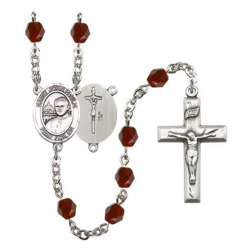 St. John Paul II Red January Rosary 6mm