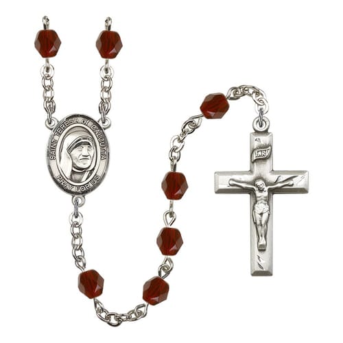 Blessed Teresa Of Calcutta Red January Rosary 6mm