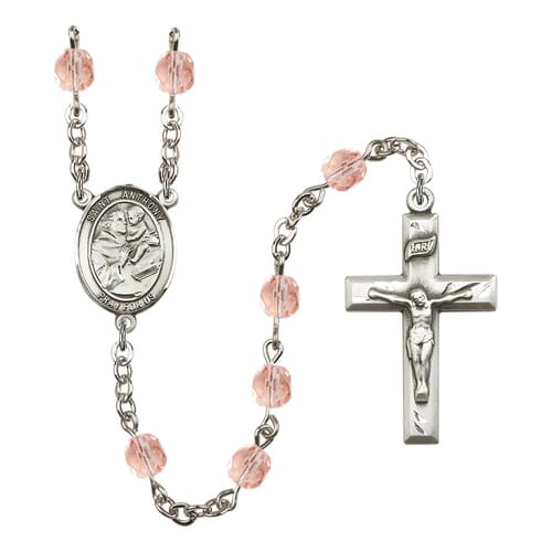 St. Anthony Of Padua Pink October Rosary 6mm