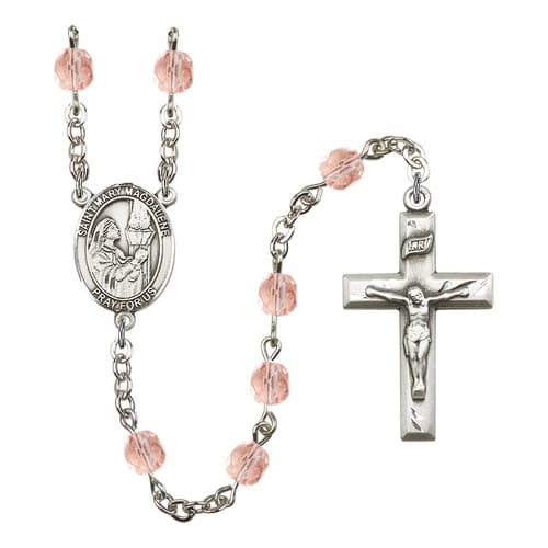 St. Mary Magdalene Pink October Rosary 6mm