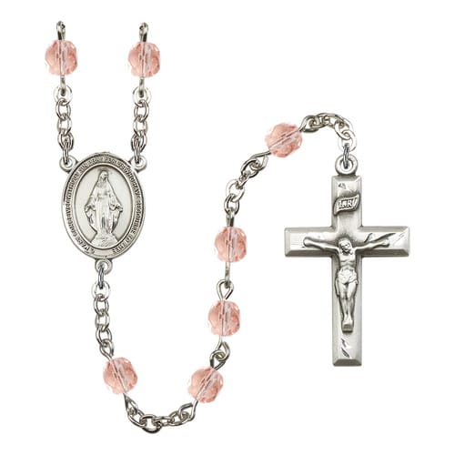Miraculous Pink October Rosary 6mm