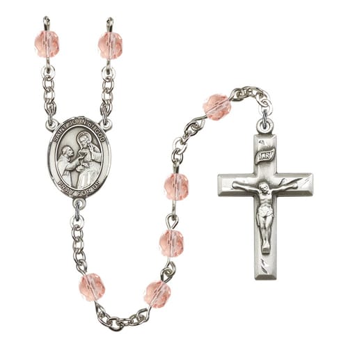 St. John Of God Pink October Rosary 6mm