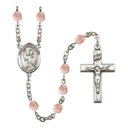 St. Vincent Ferrer Pink October Rosary 6mm