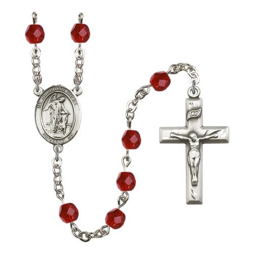 Guardian Angel w/Child Red July Rosary 6mm