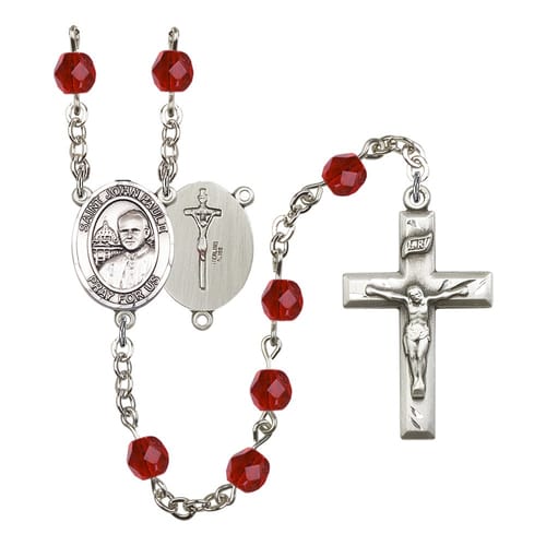 St. John Paul II Red July Rosary 6mm