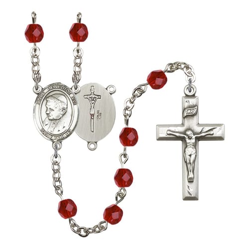 Pope Emeritus Benedict XVI Red July Rosary 6mm