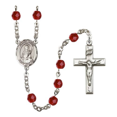 St. Lucy Red July Rosary 6mm