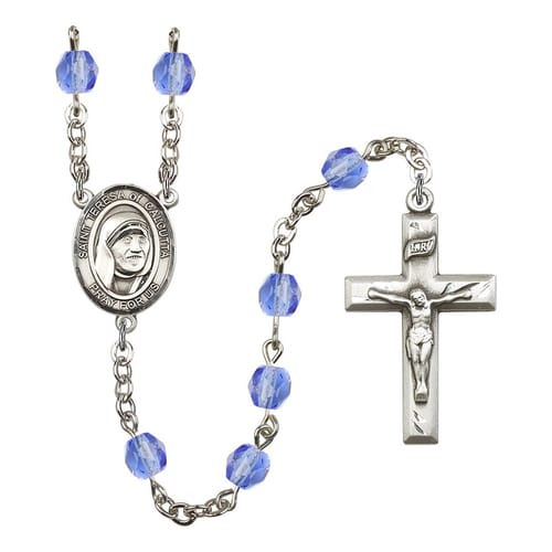 Blessed Teresa Of Calcutta Blue September Rosary 6mm