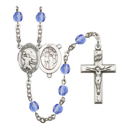 St. Sebastian / Football Blue September Rosary 6mm