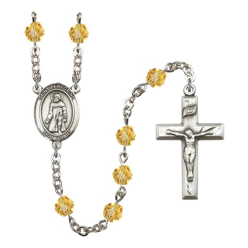 St. Peregrine Laziosi Yellow November Rosary 6mm