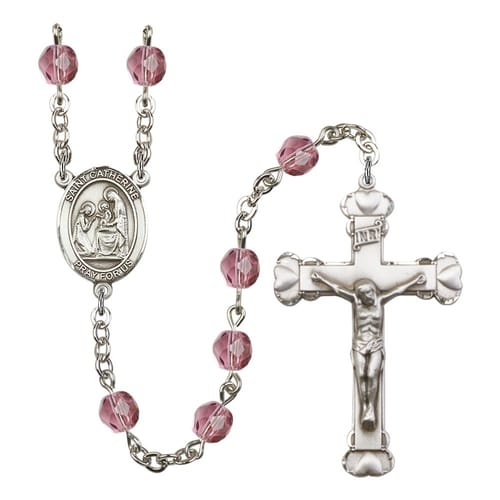 St. Catherine Of Siena Purple February Rosary 6mm