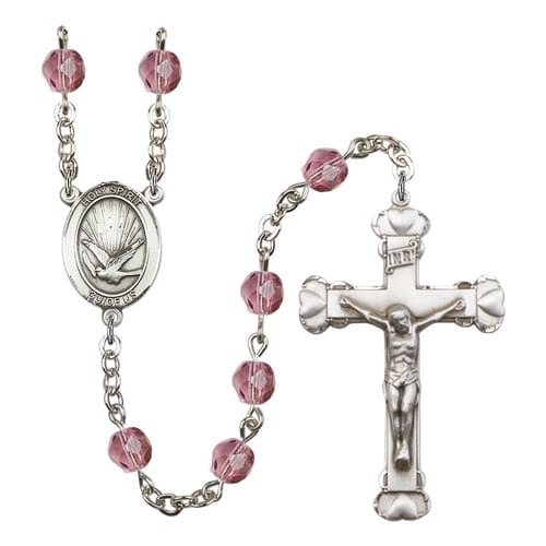 Holy Spirit Purple February Rosary 6mm