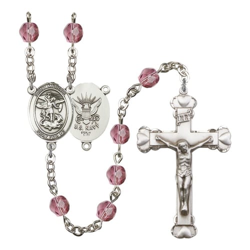 St. Michael / Navy Purple February Rosary 6mm