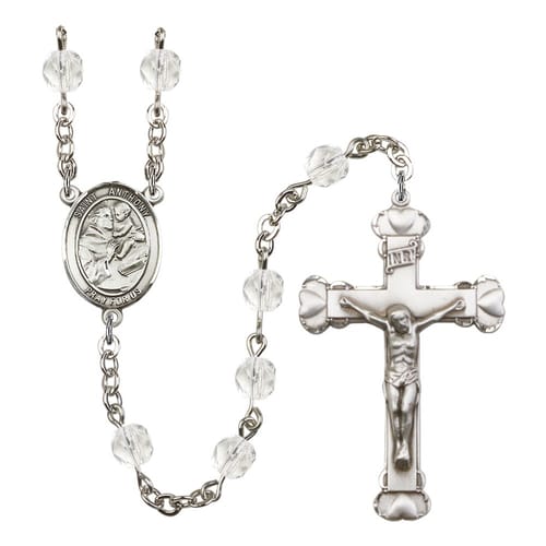 St. Anthony Of Padua Crystal April Rosary 6mm