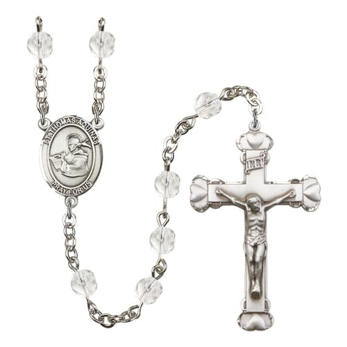 St. Thomas Aquinas Crystal April Rosary 6mm