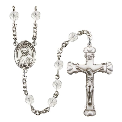 St. John Neumann Crystal April Rosary 6mm